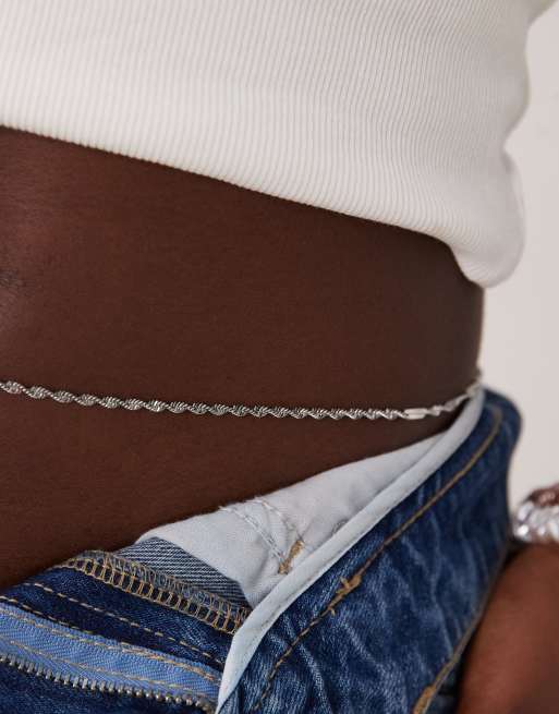 ASOS DESIGN vandtæt mavekæde i rustfrit stål i sølvfarve, 2 af 3
