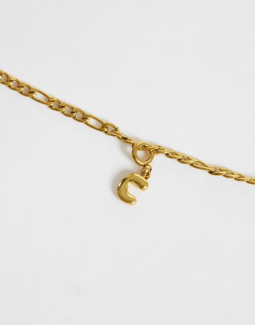ASOS DESIGN vandtæt vedhæng i rustfrit stål med udskifteligt C i guld, 4 af 4