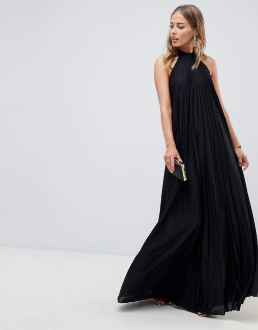 ASOS DESIGN vanessa backless halter pleated maxi dress