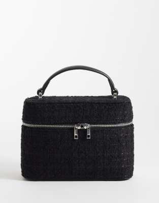 Asos Design Vanity Box Bag With Detachable Cross-body Strap In Black