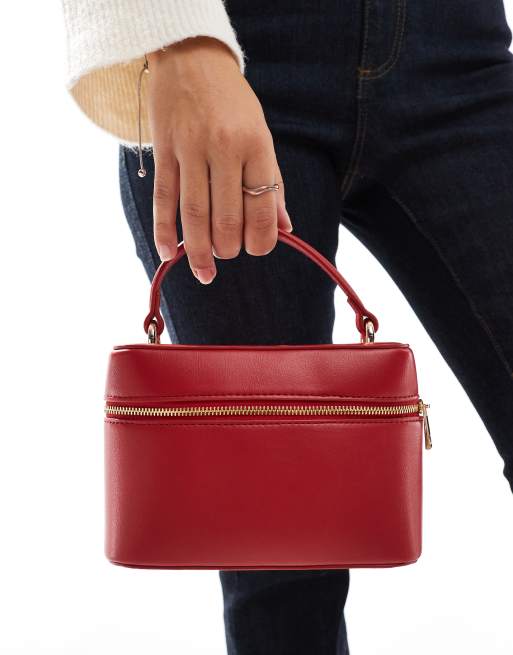 ASOS DESIGN vanity cross body bag in red with detachable crossbody strap in red, 2 of 4