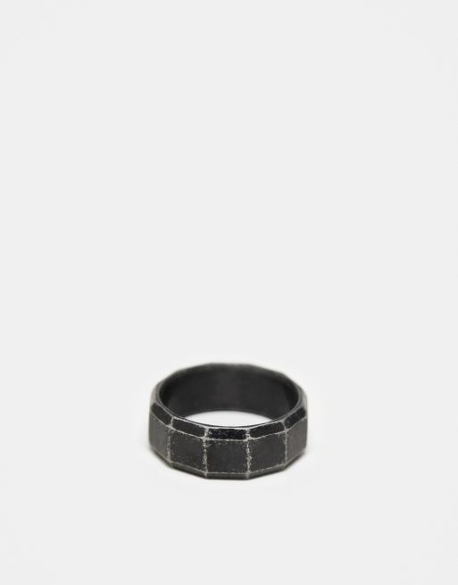 ASOS DESIGN – Vapengrå ring i vattentåligt, rostfritt stål