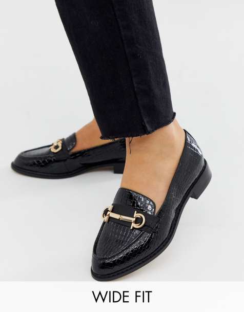 ASOS DESIGN – Vapor – Schwarze Loafer mit Zierelement, weite Passform