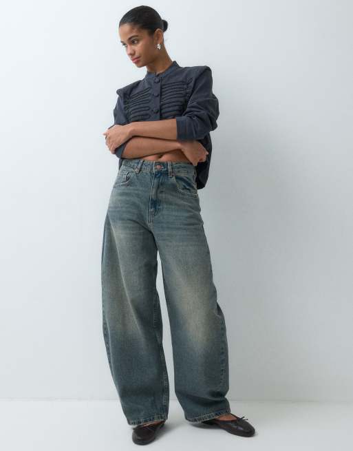 ASOS DESIGN vaquero barrel de corte extremo con lavado vintage, 3 de 5