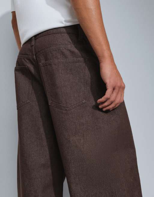 ASOS DESIGN - vaquero cocoon de pierna recta en marrón lavado, 3 de 5