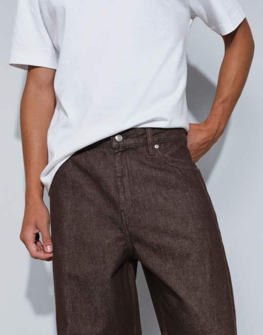 ASOS DESIGN - vaquero cocoon de pierna recta en marrón lavado, 4 de 5