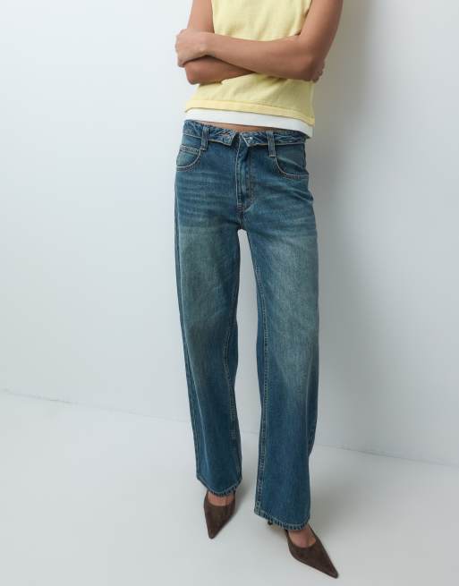 ASOS DESIGN - vaquero con cintura doblada y lavado vintage, 2 de 5