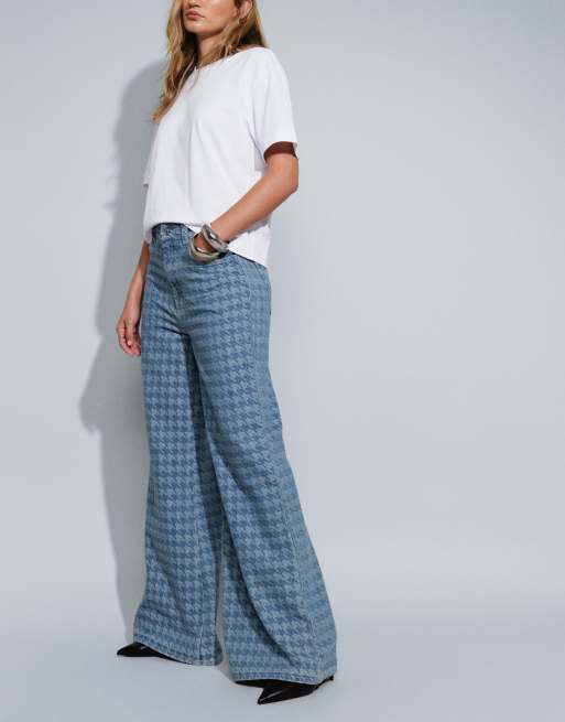 ASOS DESIGN vaquero de pernera ancha con detalle de pata de gallo, 2 de 5