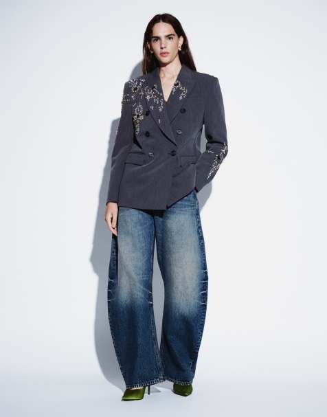 ASOS DESIGN vaquero holgado con lazo en azul medio oscuro - view 1