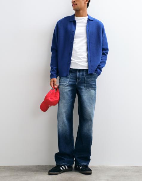 ASOS DESIGN vaqueros baggy con bolsillos aplicados en azul lavado medio - view 1