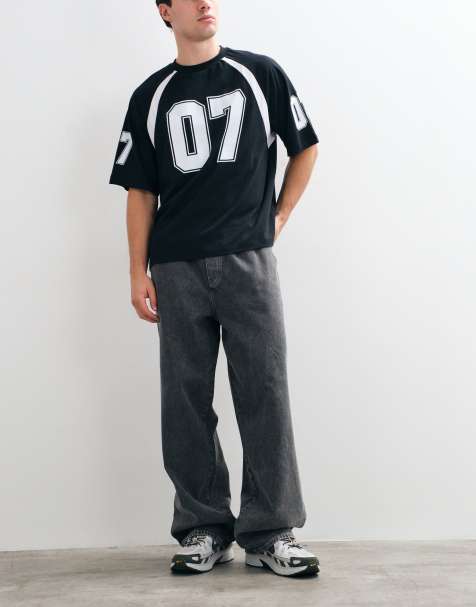 ASOS DESIGN vaqueros baggy con cintura elástica en gris lavado - view 1