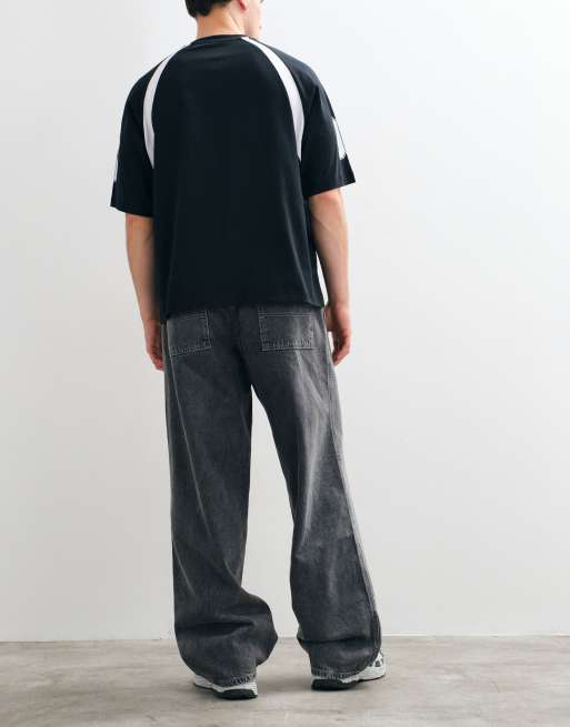 ASOS DESIGN vaqueros baggy con cintura elástica en gris lavado, 3 de 5