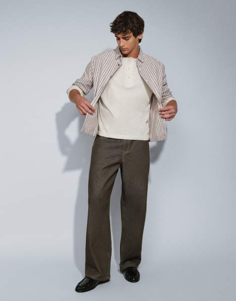 ASOS DESIGN - vaqueros baggy en caqui crudo - view 1