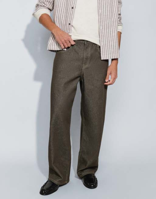 ASOS DESIGN - vaqueros baggy en caqui crudo, 2 de 5