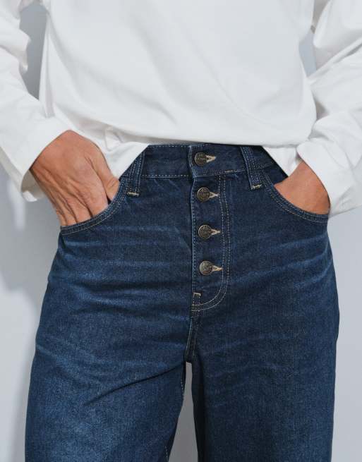 ASOS DESIGN - Vaqueros baggy en índigo crudo con botones vistos, 3 de 5