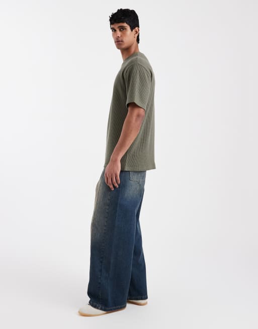 ASOS DESIGN - vaqueros baggy extragrandes en azul lavado medio con tinte, 2 de 5