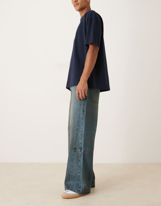 ASOS DESIGN - vaqueros baggy extragrandes en azul lavado medio con tono marrón, 2 de 5