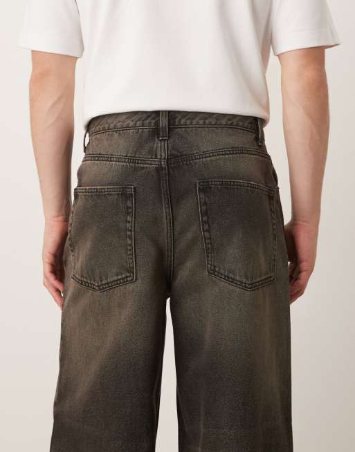 ASOS DESIGN - vaqueros baggy extragrandes en negro lavado con tono marrón, 5 de 5