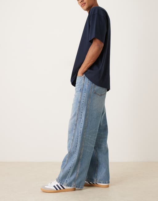 ASOS DESIGN - vaqueros baggy extremos con paneles laterales en azul lavado claro, 2 de 5