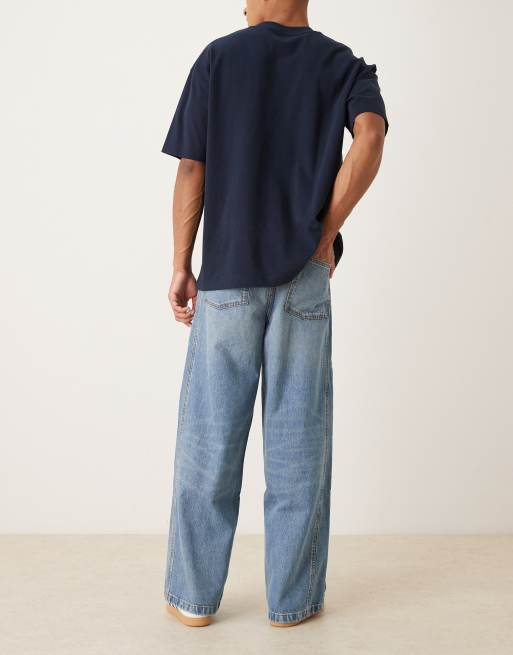 ASOS DESIGN - vaqueros baggy extremos con paneles laterales en azul lavado claro, 3 de 5