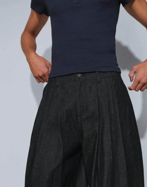 ASOS DESIGN - Vaqueros barrel en denim negro crudo con pinzas, 5 de 5
