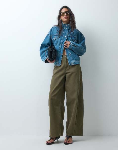 ASOS DESIGN - vaqueros barrel leg con lazo en caqui - view 1