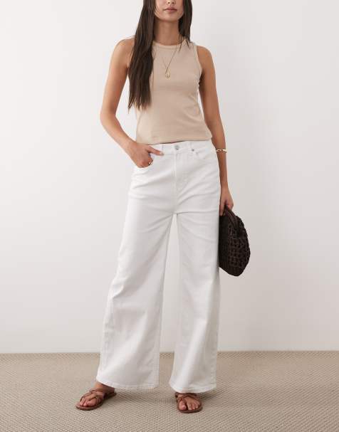 ASOS DESIGN - Vaqueros capri blancos de pernera ancha recta y talle alto - view 1
