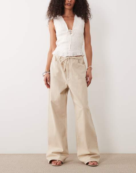 ASOS DESIGN - Vaqueros color piedra lavado sin cierres de pernera ancha - view 1