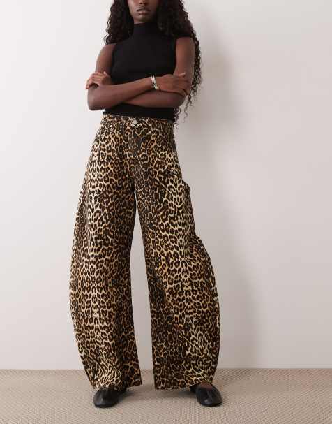 ASOS DESIGN - vaqueros de estampado leopardo color toffee efecto cuerno - view 1