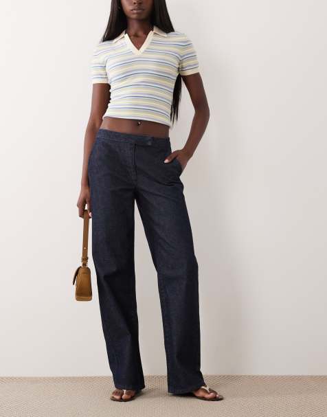 ASOS DESIGN - Vaqueros de sastre azul añil a rayas de corte recto - view 1