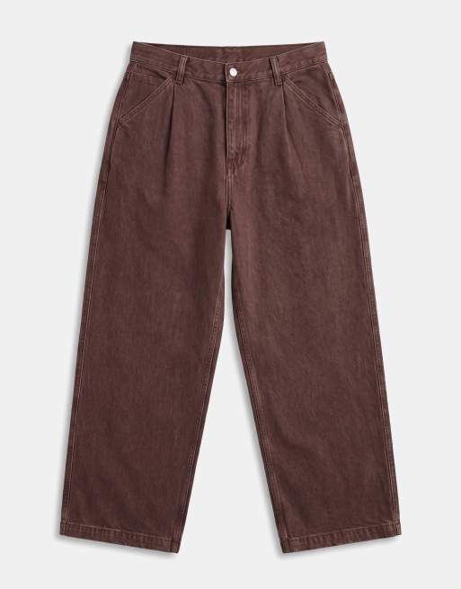 ASOS DESIGN - Vaqueros marrón lavado de pernera ancha, 6 de 9