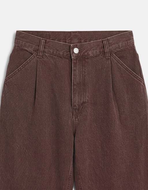 ASOS DESIGN - Vaqueros marrón lavado de pernera ancha, 8 de 9