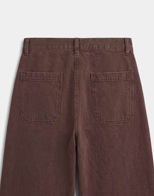 ASOS DESIGN - Vaqueros marrón lavado de pernera ancha, 9 de 9