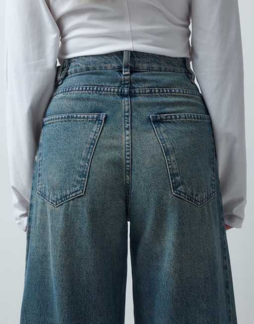 ASOS DESIGN vaqueros rectos con cinturilla ajustable en lavado vintage azul, 5 de 5