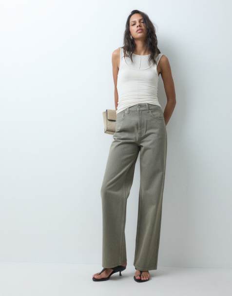 ASOS DESIGN - vaqueros rectos de pernera ancha en caqui - view 1