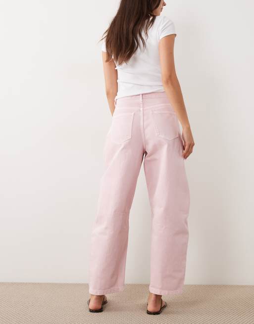 ASOS DESIGN - Vaqueros rosa lavado de corte barrel, 3 de 5