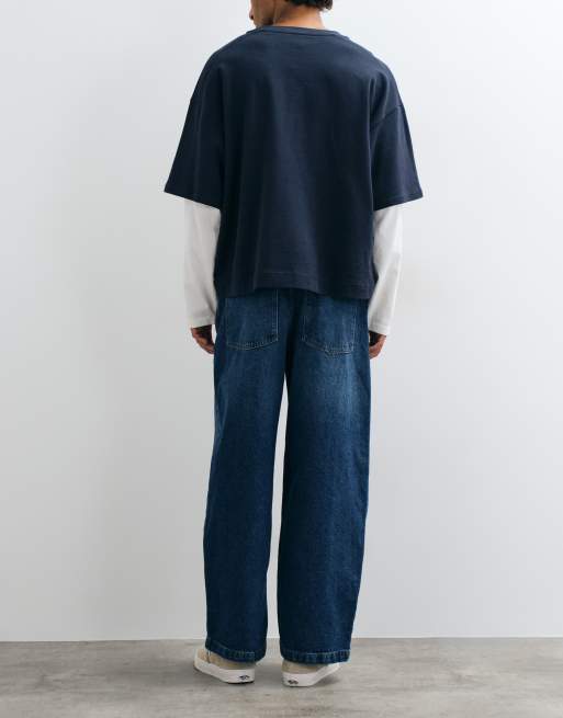 ASOS DESIGN - vaqueros slim barrel en azul lavado medio, 3 de 5