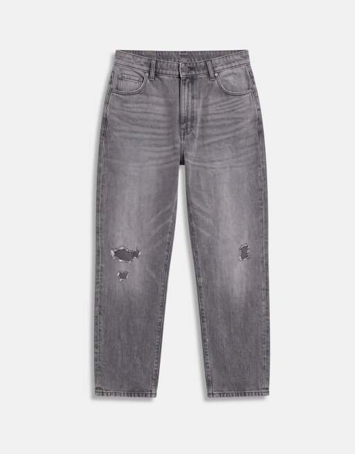 ASOS DESIGN vaqueros tapered en gris lavado con rotos, 6 de 9