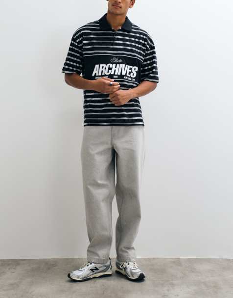 ASOS DESIGN vaqueros tapered holgados en gris jaspeado - view 1