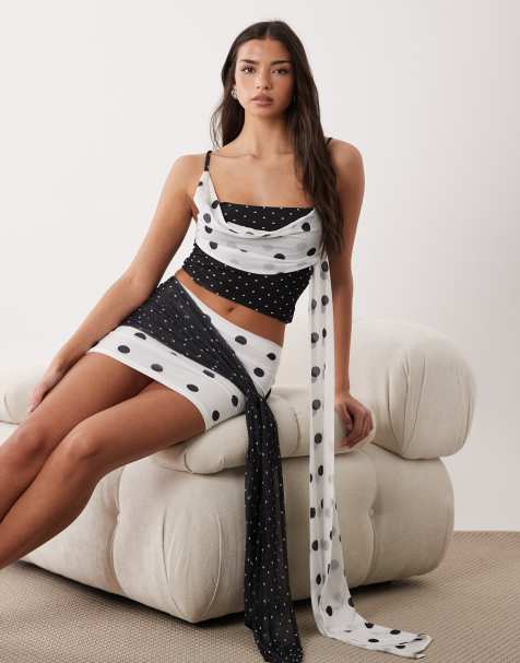 ASOS DESIGN varied polka dot draped cami top