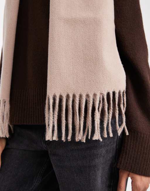 ASOS DESIGN - Varm neutralfarvet vævet halstørklæde med frynser, 3 af 3