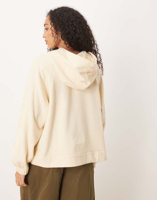 ASOS DESIGN – Varmt gräddvit, supermjuk huvtröja i oversize med raglan-ärmar, 4 av 4