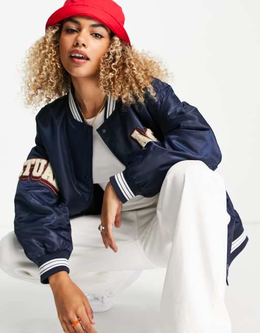 Varsity Bomber Jacket in Navy