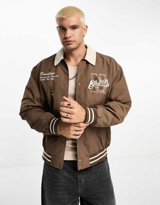 Bomber jacket clearance with contrasting collar