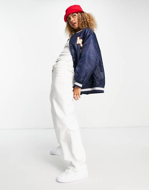 ASOS DESIGN - Varsity - Bomberjakke i marineblå, 4 af 4