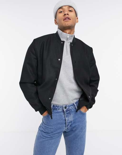 ASOS DESIGN - Varsity jack van wolmix in zwart