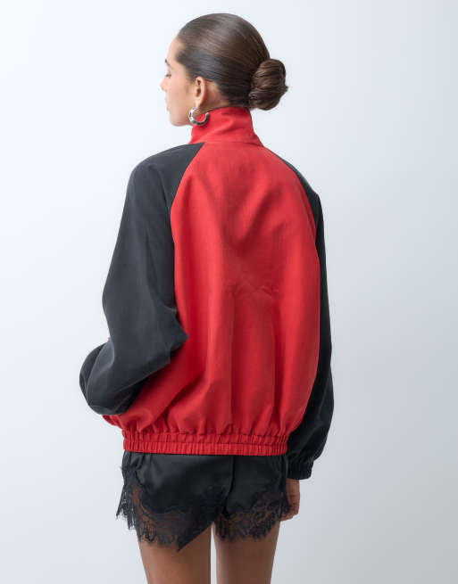 ASOS DESIGN varsity-jakke med kontrast på krop og ærmer i rød, 4 af 4
