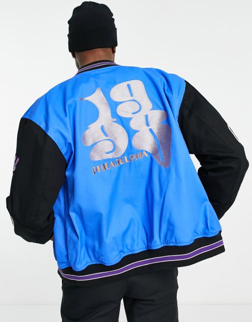 ASOS DESIGN - Varsity - Mellemvægts-bomberjakke i lys blå med rygdetalje, 2 af 4