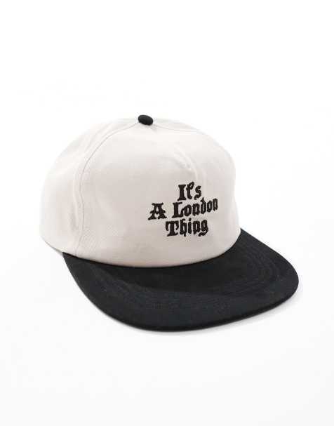 ASOS DESIGN - Varsity pet met Vintage Skate London-print in ecru en zwart - view 1