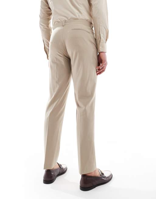 ASOS DESIGN - Vaskbare beige slim-habitbukser i let kamgarnsuld-blanding, 3 af 5